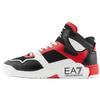 EA7 Leder Runde Zehenpartie Schnürung Strapazierfähig High-Top Sneakers Unisex-Sneakers Schwarz Rot X8Z039XK331S915