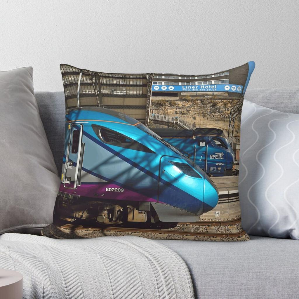 Transpennine Express Class Square Pillowcase Polyester Linen Velvet Creative Zip Decorative Pillow Case Room Cushion Cover