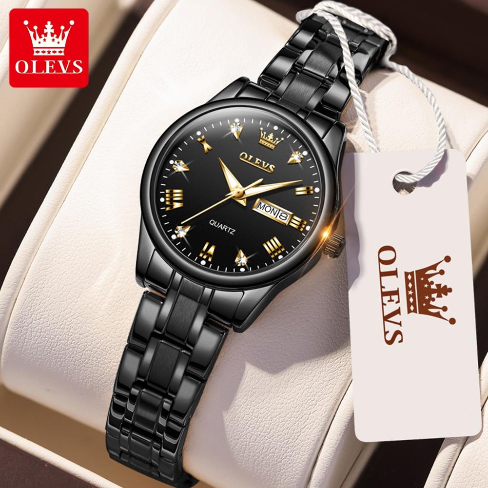 Orologio marca OLEVS con diamanti incastonati, impermeabile, luminoso, al quarzo, per donna 5563
