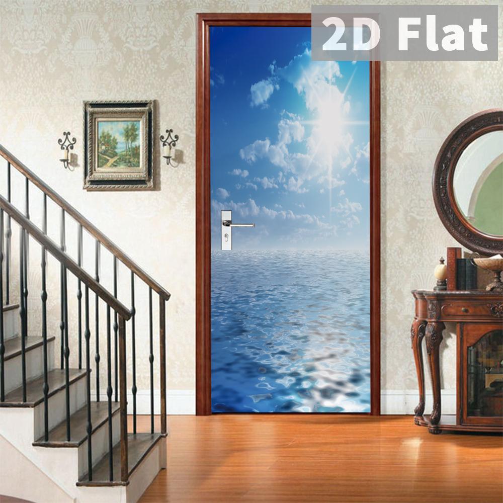 76Style 77/90cm Self-Adhesive Door Stickers Removable Wall Sticker Scenery Wallpaper Stone Stair Murals for Doors Modern Home Decor