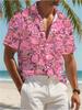Men's Casual Short - Sleeve Shirt, Pig Pattern Printed, Polyester Material, Mixed Color, Multiple Specifications Available, Suitable for Daily Wear,