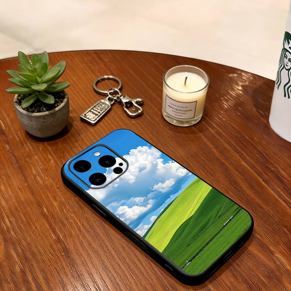 Grassland Phone Case For iPhone 17,16,15,14,13,12,11 Plus,Pro Max,XS,Soft Silicone Black Cover