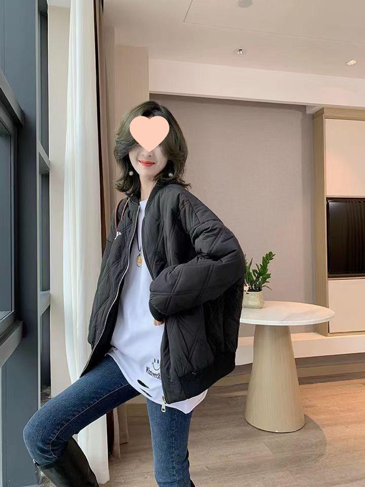 Damen Steppstickerei Baseballjacke - Herbst/Winter 2025, Lockere Passform, Vielseitig, Altersreduzierend, Daunenmantel in Übergröße