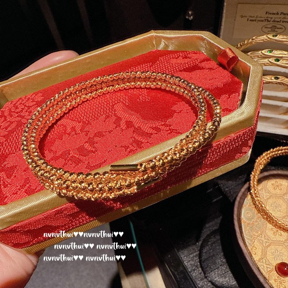 Ancient Gold Filigree Chiseled Qiankun Ring Bracelet, New Chinese Style, Hammer And Lion Enamel Necklace, Set.