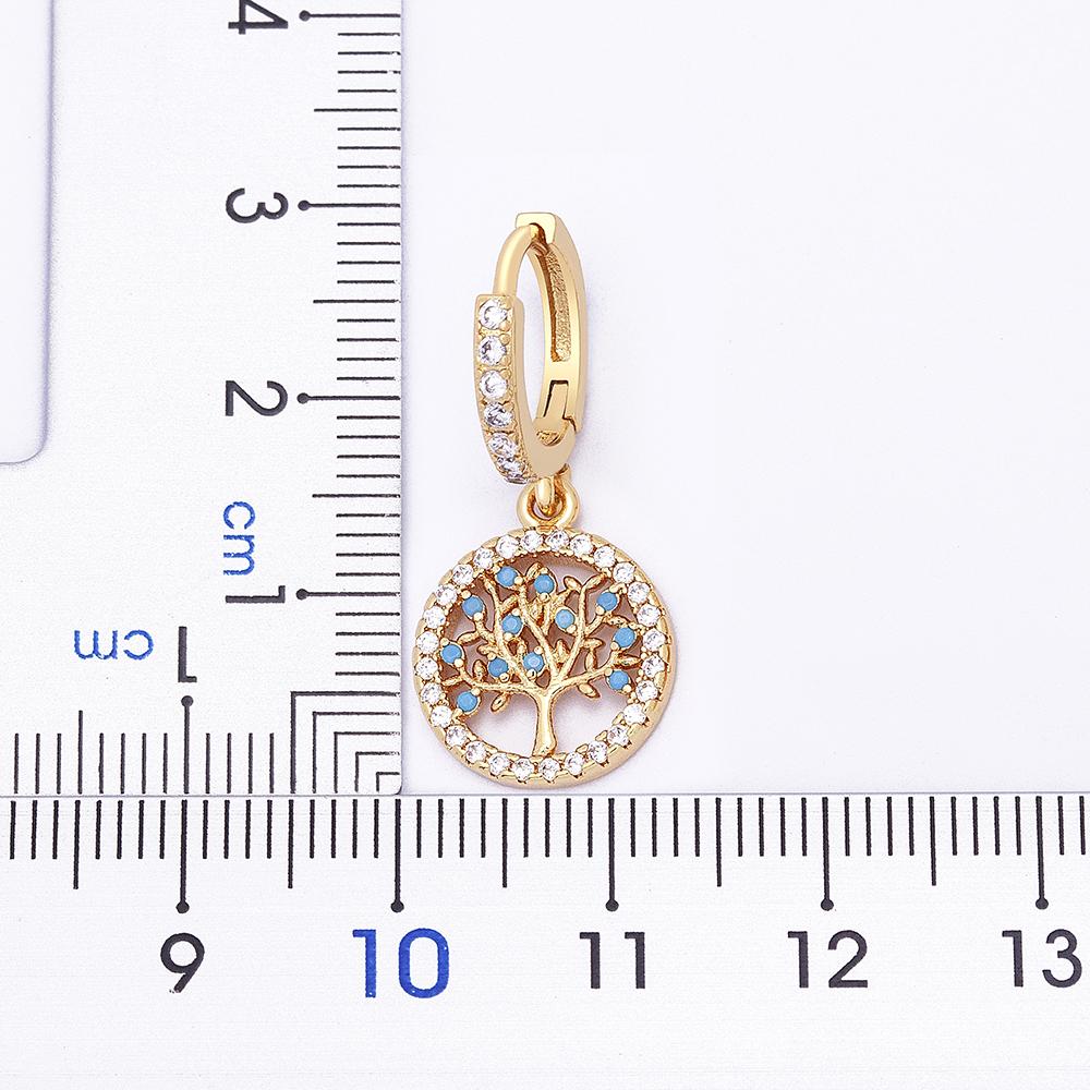 Nidin Fashion Classic Tree of Life Drop Earrings For Women Girl Female Copper CZ Lucky Party Birthday Jewelry Hoop Earrings Gift
