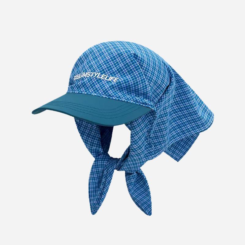 

Korean Version, Plaid Strap Headband, Duckbill Cap, Men s and Women s, Letter Embroidery, Sun Protection, Outdoor Triangular Toe Cap adjustable синій