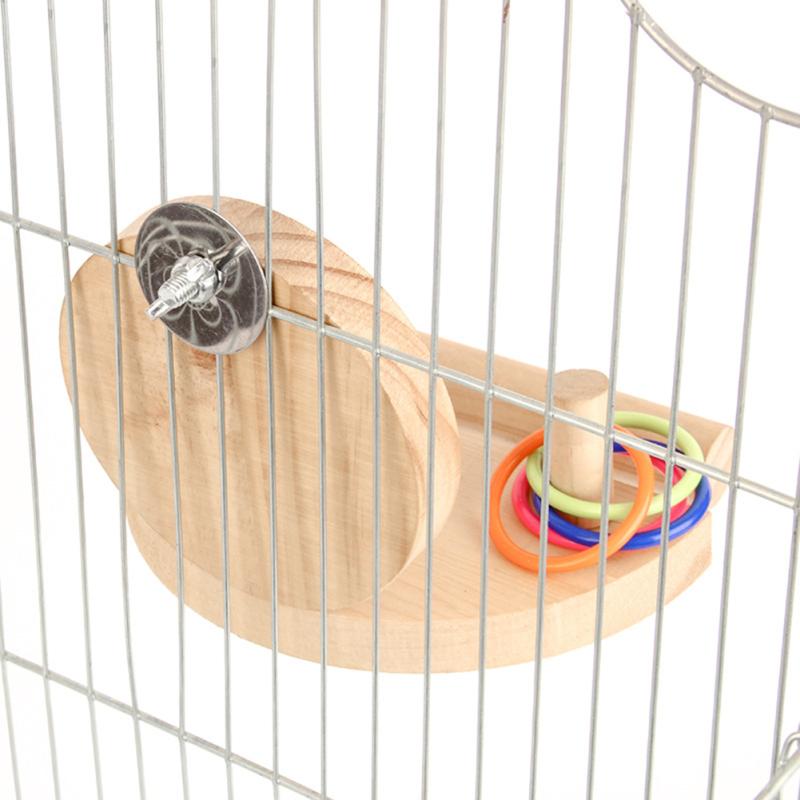 Percha con soporte para pájaros con espejo, anillos apilables, rompecabezas de entrenamiento de inteligencia, juguetes para masticar para loros