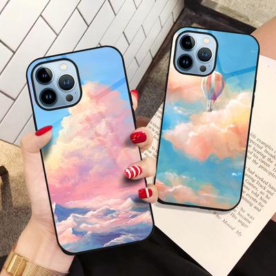 Sky Clouds Phone Case For Iphone 14 13 11 12 Pro Max Mini Xs Xr X 7 8 6s Plus Se 2022 Tempered Glass Fundas Luxury Back Cover