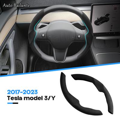 Tesla Suede Steering Wheel Cover All Season Universal Interior Tuning Accessories For Tesla Model 3 Y 2023 2022  -