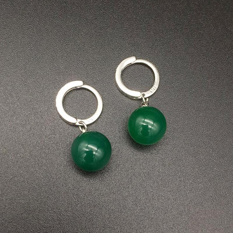 

HuiSept Vintage 925 Silver Drop Earrings Round Shape Emerald Ruby Gemstone Jewelry Earrings Ornament for Women Wedding Wholesale зелёный