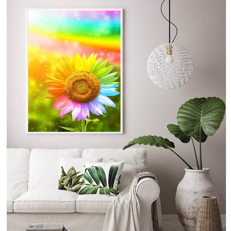 

5D Diy Алмазная картина Радуга Хризантема Набор для вышивки крестом Полная Алмазная вышивка Мозаика Искусство Картина Стразы Декор Подарок Full Round 30x40cm