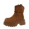 Cm Heightened Thick-soled Small Martin Boots Women's Stacked Boots Leather Thick Heel Thin Short Boots Women
