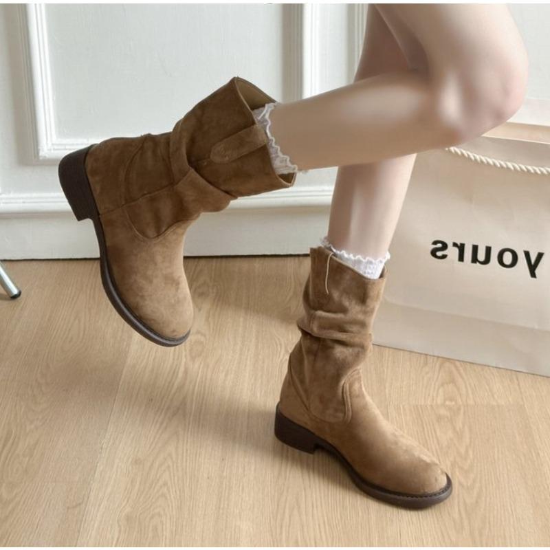 New Style Fashion Women's Retro Sta Boots Spring Autumn Women's Fashionable Mid-Calf Knight Ort Boots Plus Size Zapatos Mujer