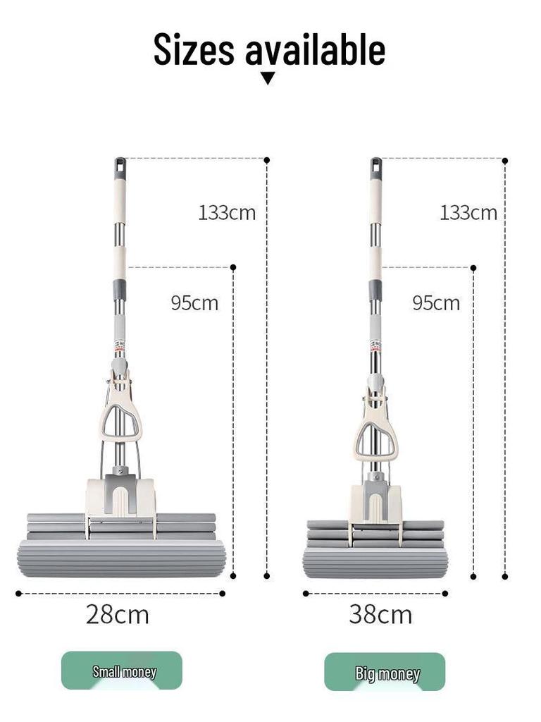 2025 Hands-Free Large Stainless Steel PVA Absorbing Floor Mop