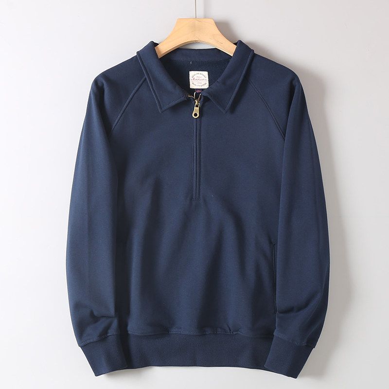 Export Surplus Autumn/Winter Half-Zip Fashion Turn-Down Collar Sweatshirt for Men, Versatile Trendy Sports Casual Jacket
