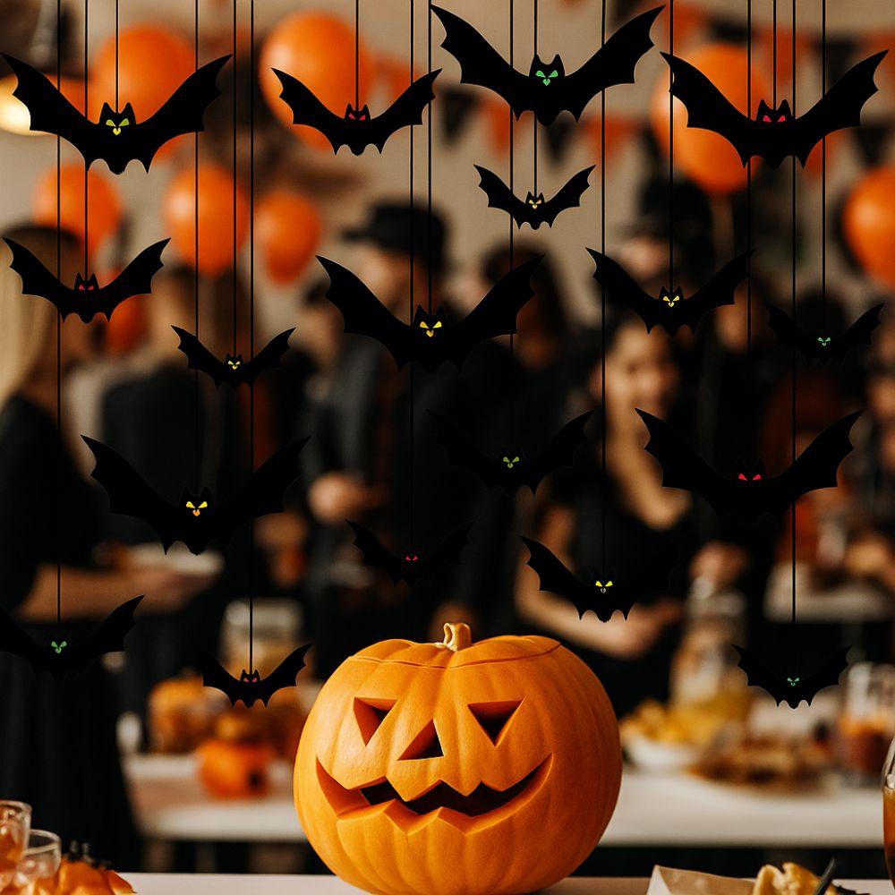 Spooky Bats Wall Decor with Eyes Simulation Bat Pendant Hanging Spooky Bats  Haunted House