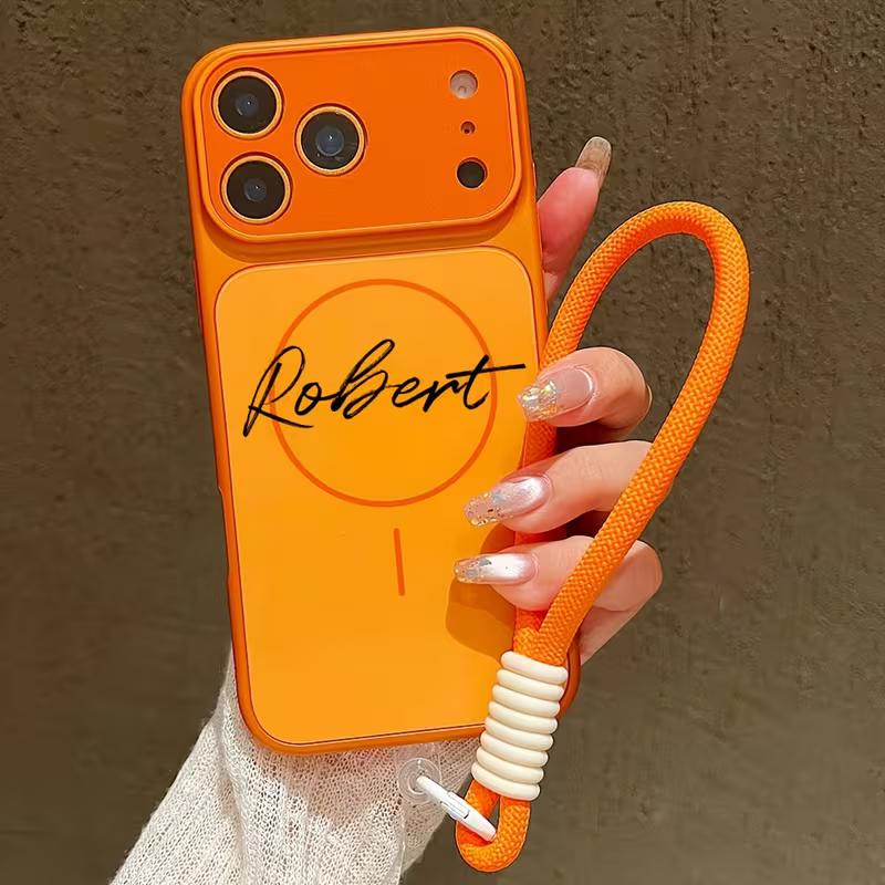 

Personalized Custom Name Fashion PC Phone Case For iPhone 17 16 15 14 13 Pro Max 17 Air Magnetic Attraction Case With Lanyard For iPhone 13
