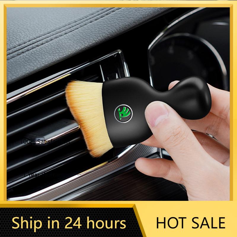 Car Sticker 2025 Hot Car Interior Cleaning Soft Brush Tool Dust Remover For Skoda Fabia Kodiaq Kamiq Superb Yeti Octavia Enyaq R
