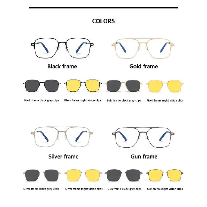 New Design 3 In 1 Magnetic Clip On Glasses High Quality Polarized Sunglasses Men Women Anti-Glare Eyewear Gafas De Sol