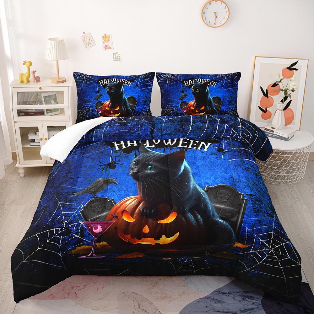 Halloween Fun Cartoon Bedding Set Full Size King Size, Microfiber Comforter Cover Set, Single Quilt Cover For Teen Boys Girls