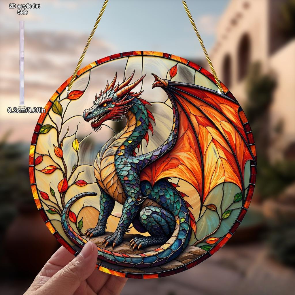 The Majestic Colored Dragon Suncatchers Garden Suncatchers, Window Hanging, Nurseries, Vintage Home Decor Wall for Bar Kitchen, Restaurant Shop Wall D