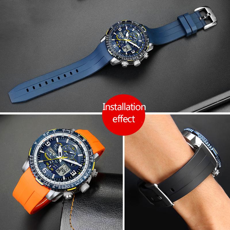 Gumový řemínek k hodinkám pro 2. generaci řady JY8078 JY8075 JY8101 Silikonový řemínek pro Citizen Air Eagle Sky Eag 22mm