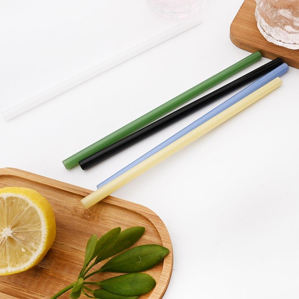 Healthy Eco Friendly Drinking Bent Glass Straws 200mmx8mm Reusable Glass Straws Set Multicolor for Cocktail Smoothie Milkshake