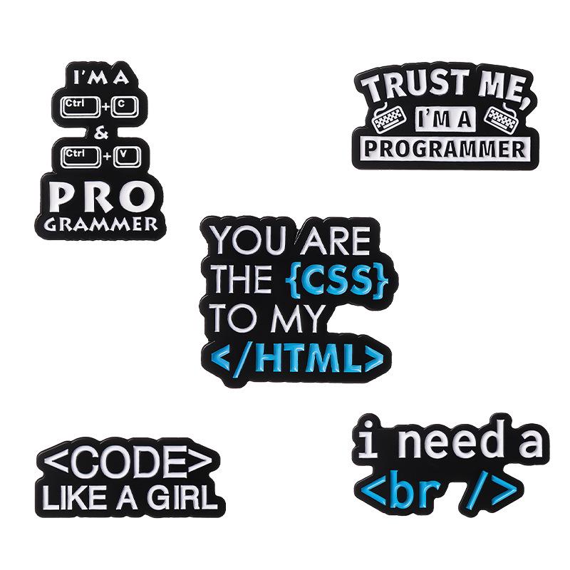 Coder's Metal Brooch: IT Programming Badge for Bags & Souvenirs