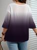 2025 Women's Printed Gradient Three-Quarter Sleeve Casual Top - European, American, Japanese, Korean Fashion Styles