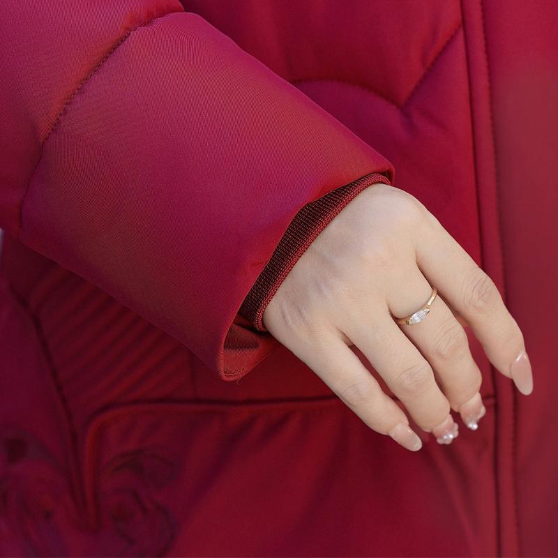 Plus Size XL-5XL Middle Age Woman Coats Winter Short Parkas Hooded Embroidery Casual Thick Warm Outerwears Women's Jackets