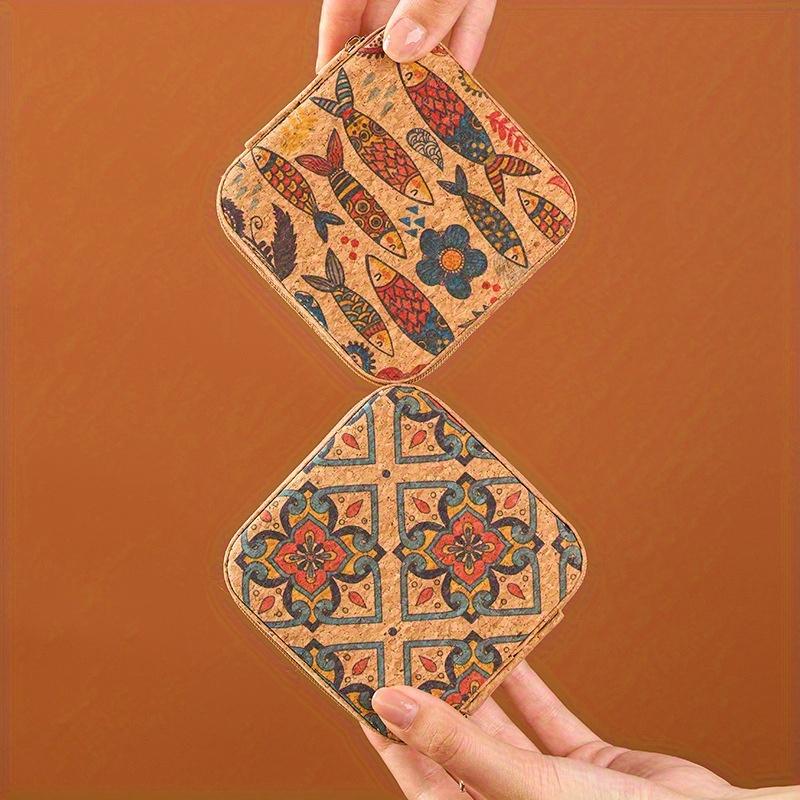 Portable Vintage European Cork Jewelry Box for Rings, Earrings, Bracelets, Necklaces with Lid - Perfect for Travel and Daily Organization