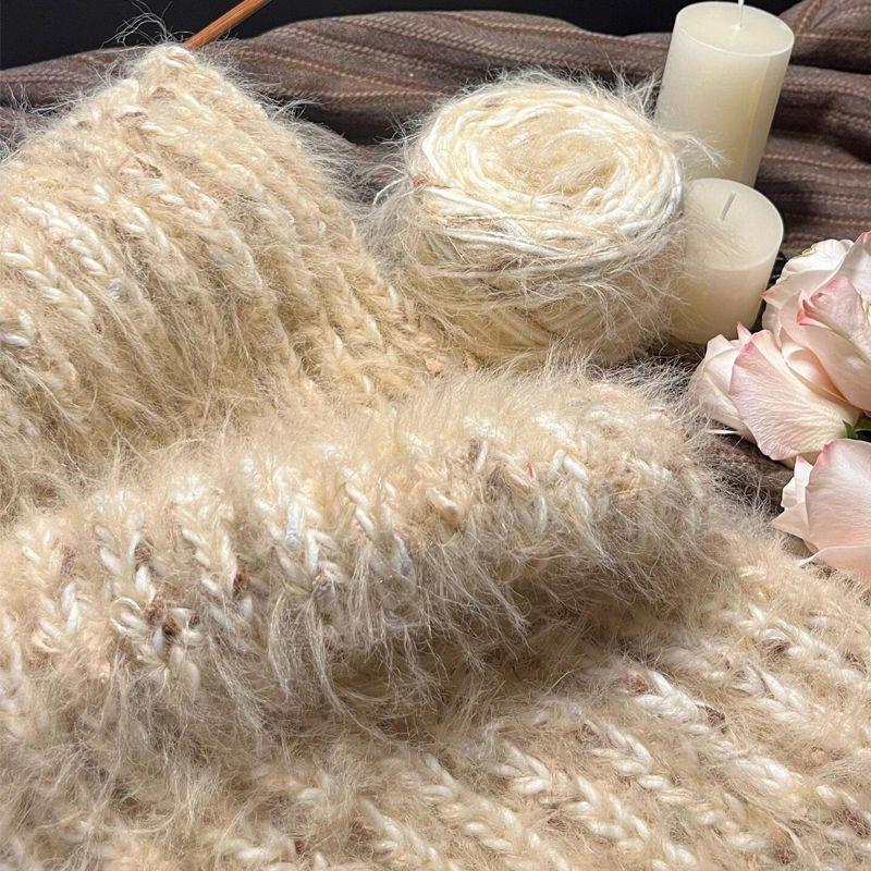 Rainbow Gradient Mohair Yarn Kit - Medium Thickness, Ideal for Hand-knitting Scarves