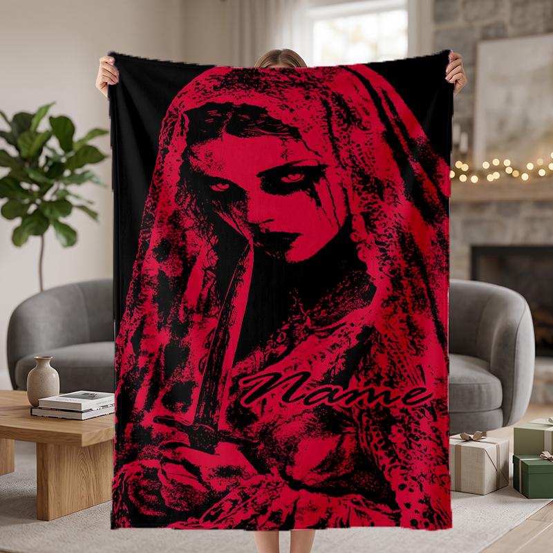 Dark Gothic Custom Flannel Blankets Soft Warm Cozy Throws for Home Decor Holiday Gifts