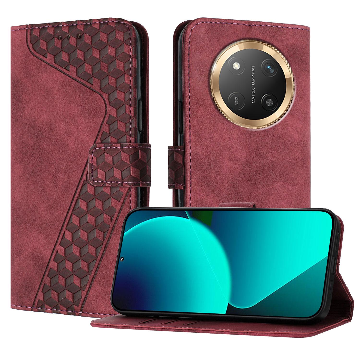 

Кожаный чехол для Honor X9c 5G с 7-образным узором, кошелек-подставка, противоударный чехол для телефона Brown