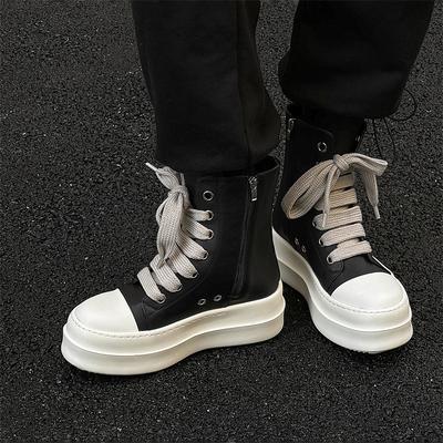 American Platform Canvas Shoes Men's Niche Sports High Street Couple Big Head Board Shoes Commuter Heightening Derby Shoes 3848-J