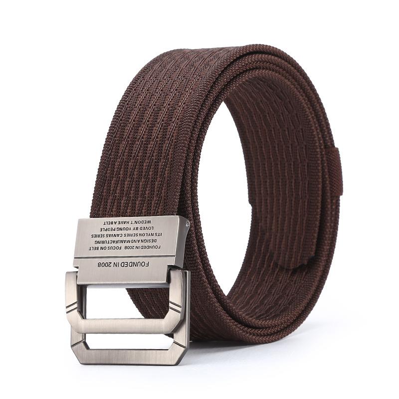 

Ремень мужской сплав двойной пряжкой ремень уличный тактический холщовый нейлоновый ремень 120cm темно-коричневого