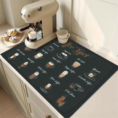 Vintage Coffee Machine Pad, Water Absorbing Dishwashing Pad, Kitchen Tablecloth, Countertop Drainage Pad, Home Decoration