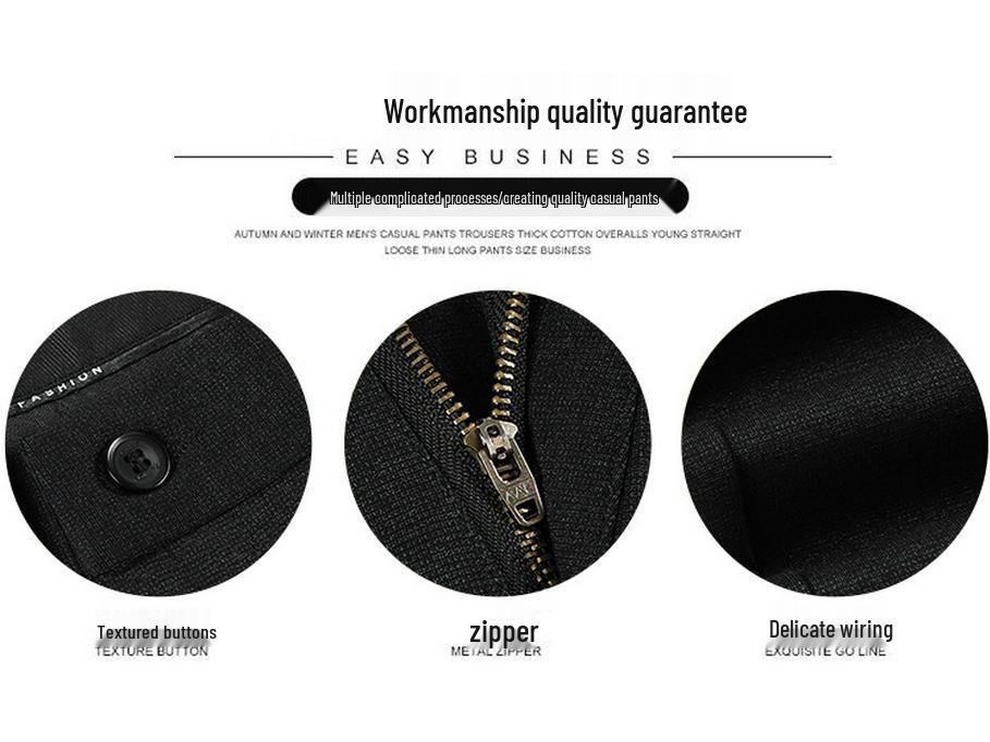 Premium Winter Fleece-Lined High Waist Straight-Leg Pants for Middle-Aged & Elderly Men - Warm, Loose, Casual Wear