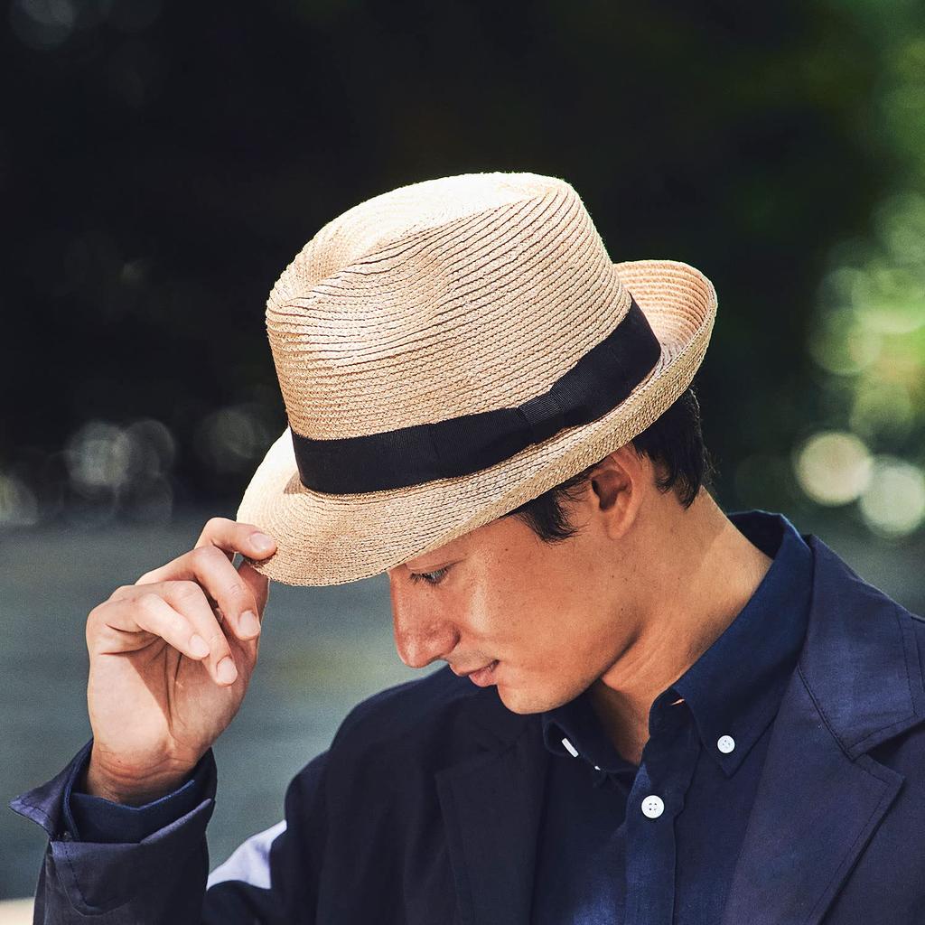 Simone Straw Fine Barley Fedora Hat for UV Sun Day Popular Made In Ribbon Hat (Tanaka Hat) (Simon) (Straw Men, Straw, Protection, Protection,