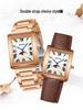 Sanda Women's Retro Quartz Waterproof Watch with Roman Numerals, Moon Phase, and Light Luxury Design - Square Model 9122.