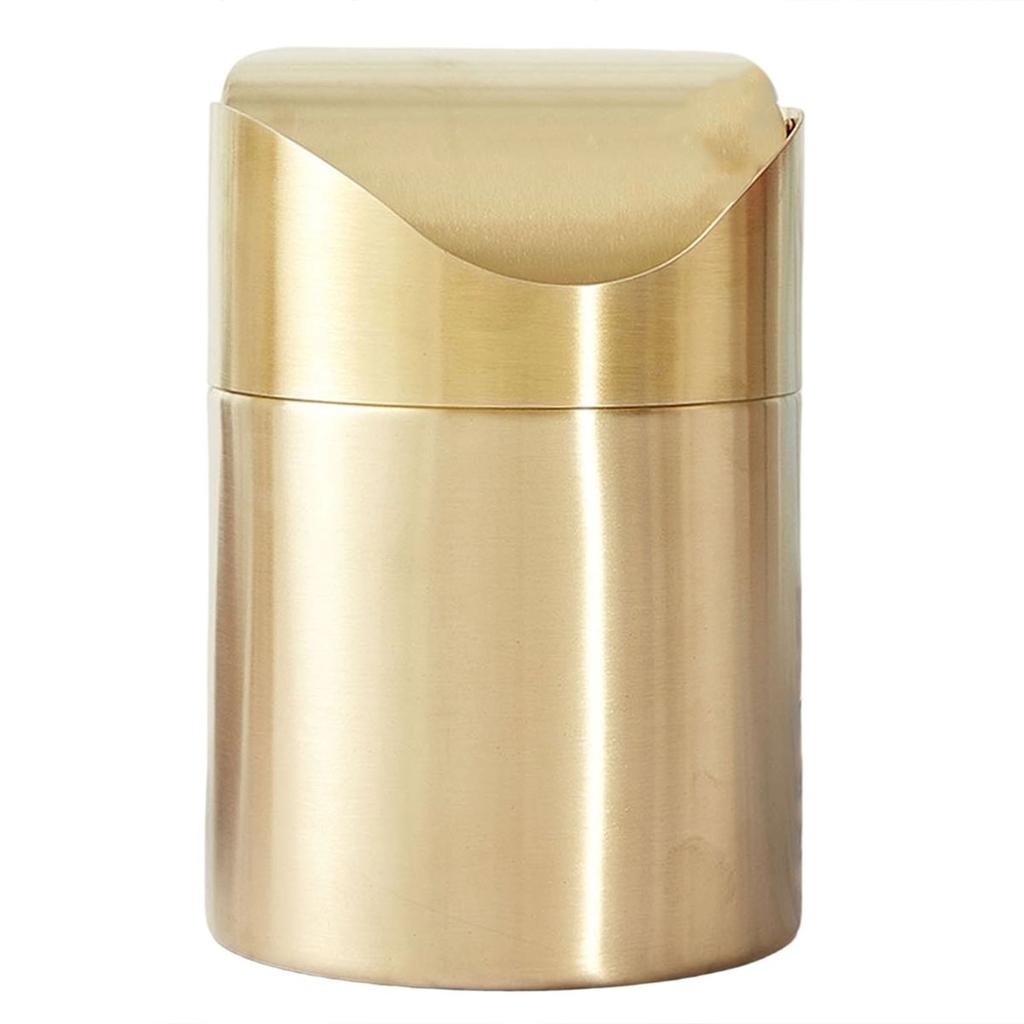 Mini Countertop Trash Can Desktop Trash Can Space Saving Fingerprint Proof 304 Stainless Steel for Office for Pericarp