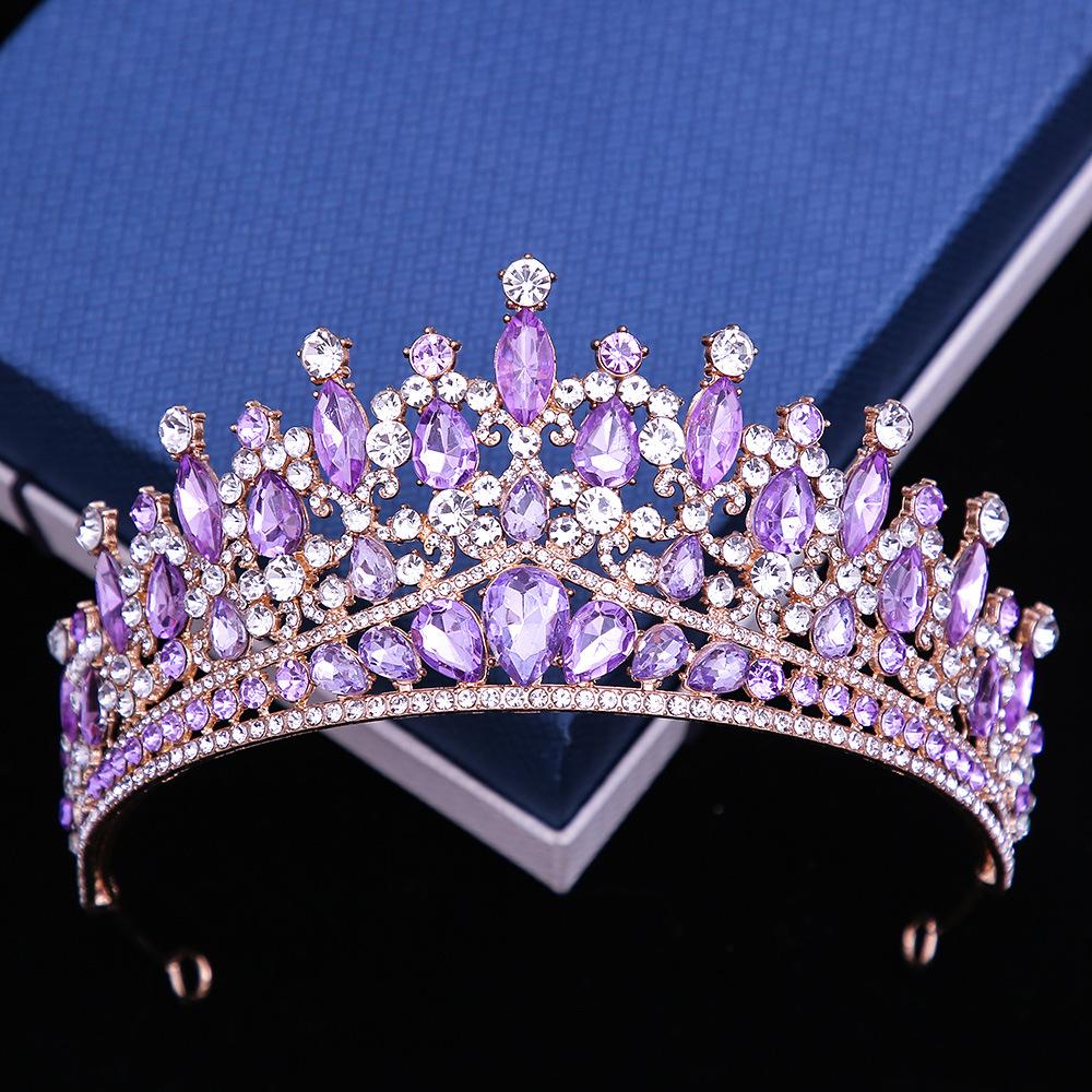 DIEZI 14 Colors Pink Green Blue Opal Crystal Tiara Crown Women Girls Wedding Elegant Luxury Princess Party Hair Dress Jewelry