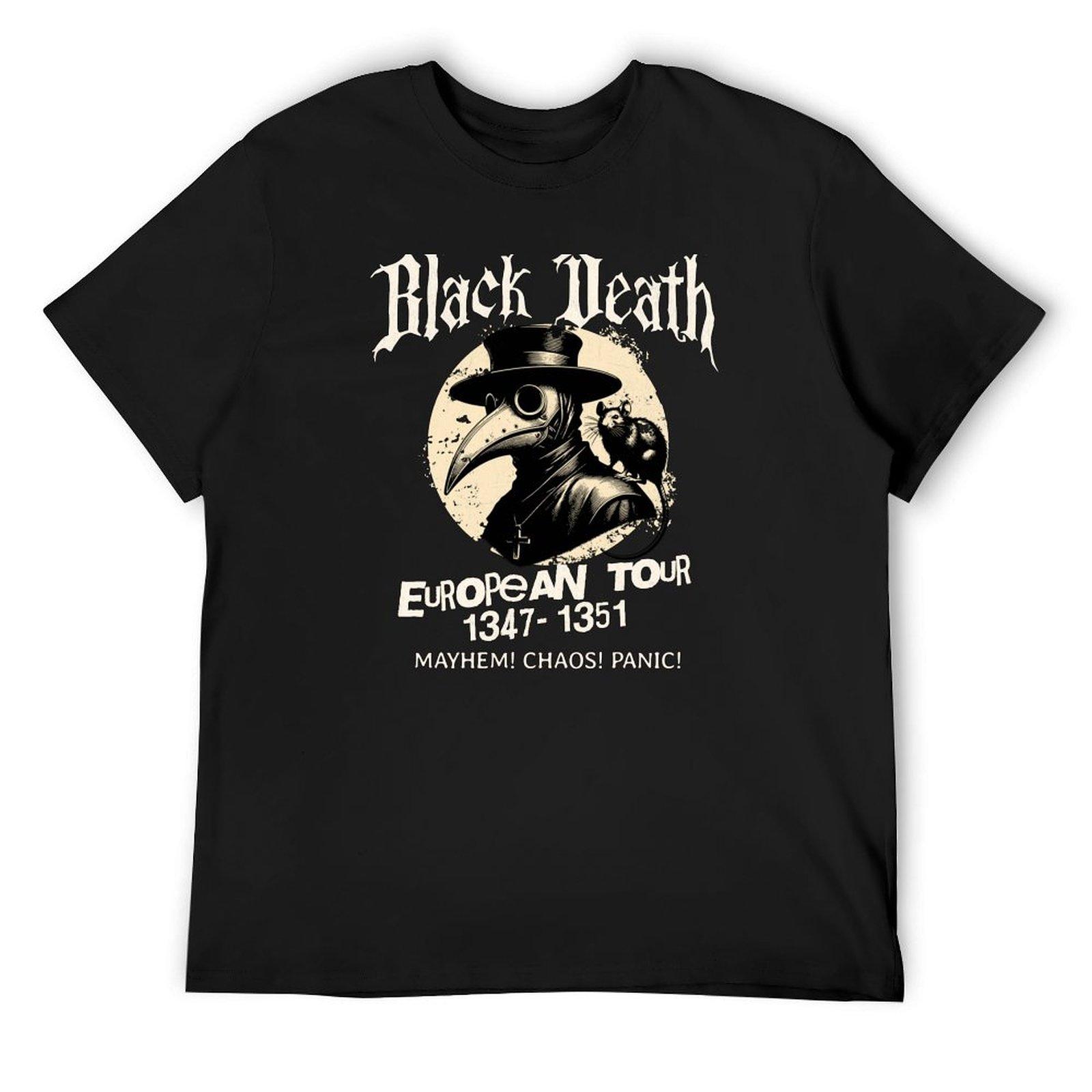 

Black Plague Europe Tour Print T-Shirt - Patterned T-Shirt - Suitable for Both Men and Women - Streetwear for Casual Wear - M... S разноцветный