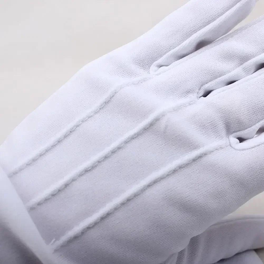 Nylon Formelle Smokinghandschuhe - Wachparadehandschuhe für Herren und Damen, Weiße Baumwoll-Marschkapellen-Handschuhe 1 Paar