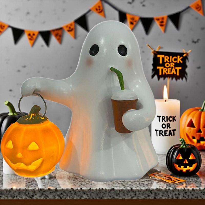 Cute Ghost Halloween Decoration Nightlight Resin Home Decor Items Creative Crafts Atmosphere Halloween Decorations Home Decor