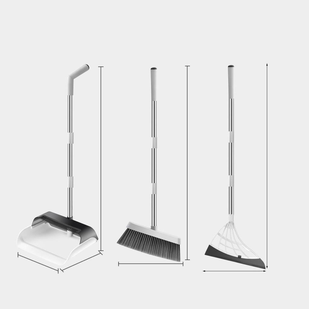 Household Broom & Dustpan Set: Soft Bristle, Dual-Use Design with Scraping Teeth for Wet/Dry Cleaning