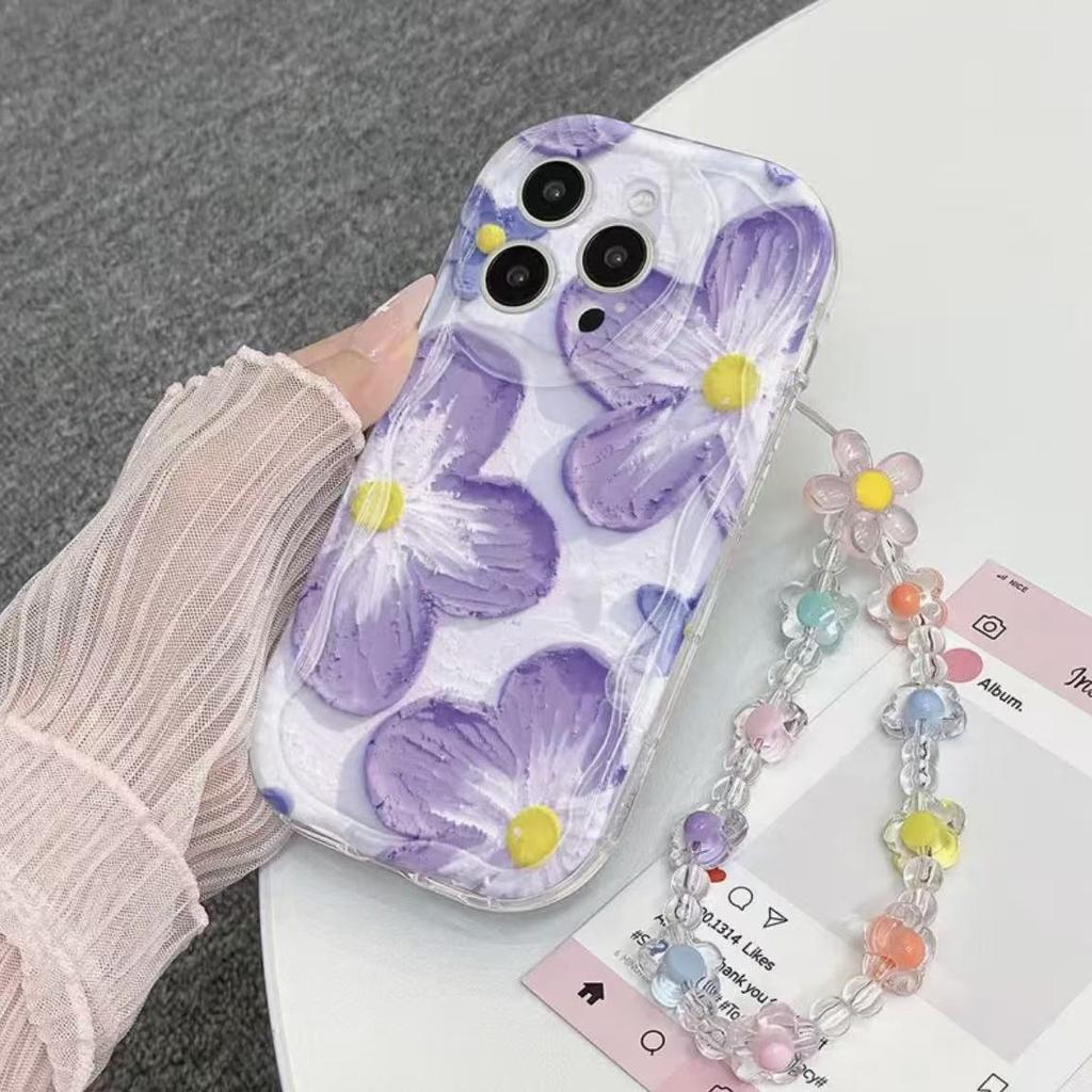 Purple Flower for Iphone17promax Phone Case Apple 16/14pro13/12/15/11 Bracelet X