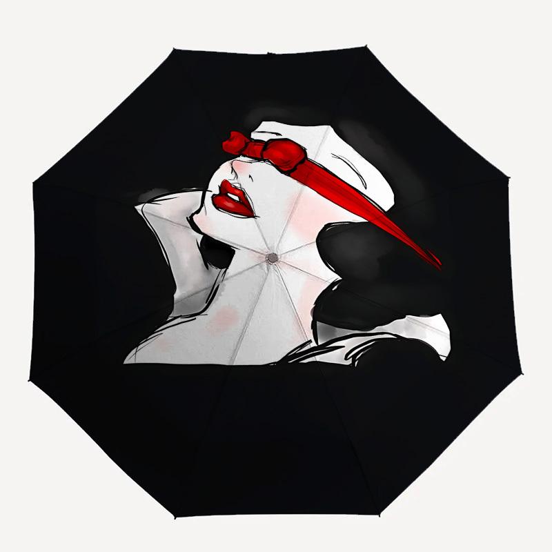 Snow White Themed Automatic Opening and Closing Umbrella, Brightly Colored 8-rib Portable Umbrella, Suitable for Men and Women, A Perfect Gift for Chr