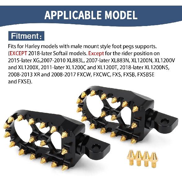 Motorcycle Foot Pegs MX Wide Pegs Floorboards for Dyna Fat Bob Touring Road Glide Road King Street Glide Electra Glide Sportster XL XR 883 Softail