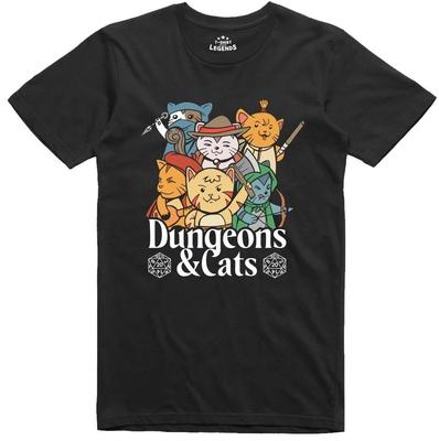 RPG Lustiges Herren T-Shirt Dungeons and Cats Rollenspiel Regular Fit T-Shirt